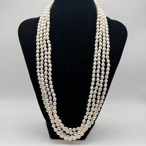 VINTAGE 100” PEARL OPERA / SAUTOIR NECKLACE – 14K GOLD CLASP